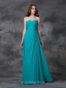 A-line/Princess Sweetheart Sleeveless Ruffles Floor-length Chiffon Dresses