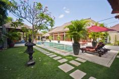 5 Bedroom Luxury Villa with Pool is situated down a quiet lane off Jalan Raya Seminyak, called gang Keraton. Book with Villa Getaways.