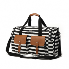 Canvas Luggage Travel Duffel Bag.
Material: Canvas


Closure Type: Zipper


Hardness: Soft


Bags Structure: Interior Zipper Pocket


Size: 21.7 x 9.8 x 12.6 inches

website:https://mybosidu.com/collections/travel-duffel-bag-1/products/2021-black-and-white-stripes-canvas-luggage-travel-duffel-bag