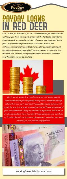 Sundog Financial Solutions offers payday loans in Red Deer to help you get the cash you need, fast. Our team provides convenient and efficient solutions to get you through tough financial times. With easy application processes and flexible repayment options, you can get back on track in no time. Visit Sundog Financial Solutions in Red Deer today for a stress-free solution to your financial needs. Visit https://sundogfinancialsolutions.com/payday-loans-red-deer 