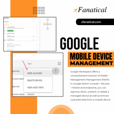 Discover the unparalleled control and security of your organization's mobile devices with Google Workspace Mobile Device Management. This robust solution offers a suite of features designed to safeguard your digital assets. Keep your data safe by enforcing stringent passcode requirements on all devices. Protect against unauthorized access and ensure your sensitive information remains confidential. With Google Workspace, data security goes a step further. Encryption technology scrambles your data, rendering it unreadable to prying eyes, adding an essential layer of protection. Google Mobile Device Management is the ultimate tool to fortify your digital environment, offering peace of mind and the assurance of a secure, controlled mobile device landscape. Learn more at xFanatical!
For more info visit here: https://xfanatical.com/blog/schedule-to-approve-block-or-wipe-mobile-devices-in-google-workspace/