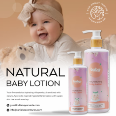  Pamper your baby with Great Indian Ayurveda Company’s Natural Baby Lotion. This natural baby lotion offers soothing hydration using pure Ayurvedic ingredients. Free from chemicals, it’s perfect for maintaining your baby’s soft, smooth skin. Embrace gentle, effective skincare with our Natural Baby Lotion and trust Great Indian Ayurveda Company for high-quality baby care. For more info visit here: https://greatindianayurveda.com/product-category/baby-lotion/