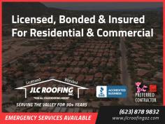 JLC Roofing Inc

Since 1994, A+ BBB Rated Licensed, Bonded & Insured Professional Roofing Company in Peoria, AZ. Experts in Residential Tile, Shingle & Foam Roof Repair and Replacements. Service Area: Phoenix, Glendale, Sun City, Surprise, Scottsdale, Cave Creek, Carefree, Goodyear, Arizona. Request a Free Estimate.

Address: 8760 N 77th Dr, Peoria, AZ 85345, USA
Phone: 623-878-9832
Website: https://jlcroofingaz.com