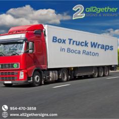 Turn your box truck into a mobile advertisement with All2Gether Signs! Serving Boca Raton, Florida, we specialize in custom-designed box truck wraps that showcase your brand with eye-catching visuals and professional craftsmanship. Whether for business promotion or aesthetic appeal, our durable and vibrant wraps are built to make a lasting impression. Visit All2Gether Signs to transform your vehicle today!