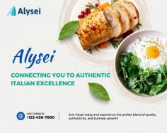 Step into the world of Alysei, the ultimate platform for Italian Food & Beverage professionals in the U.S. market. Whether you are an importer, distributor, restaurant owner, or buyer, Alysei provides a seamless way to source authentic Italian products, connect with certified producers, and enhance your culinary offerings. From artisan cheeses to premium olive oils and fine wines, Alysei bridges the gap between Italy's rich culinary traditions and the U.S. dining scene. Join Alysei today to experience unmatched quality, authenticity, and business growth! Download the app on Google Play Store & iOS App Store or visit Alysei.com to find out more.